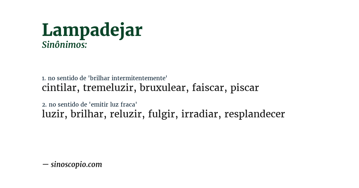 Sinônimo de lampadejar