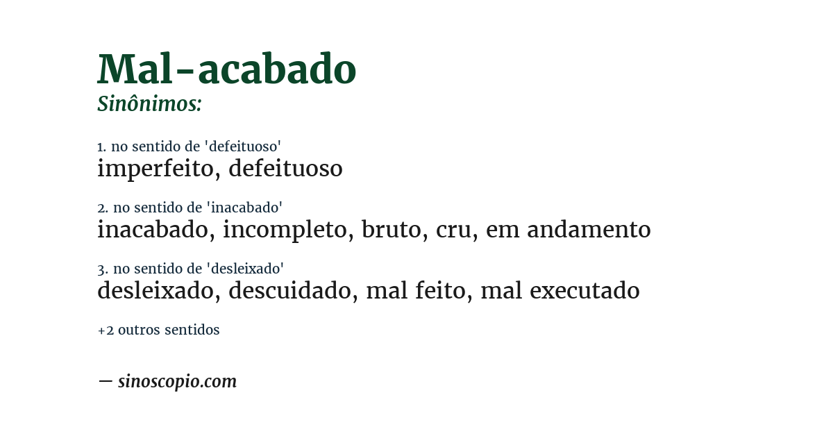 Sinônimo de mal-acabado