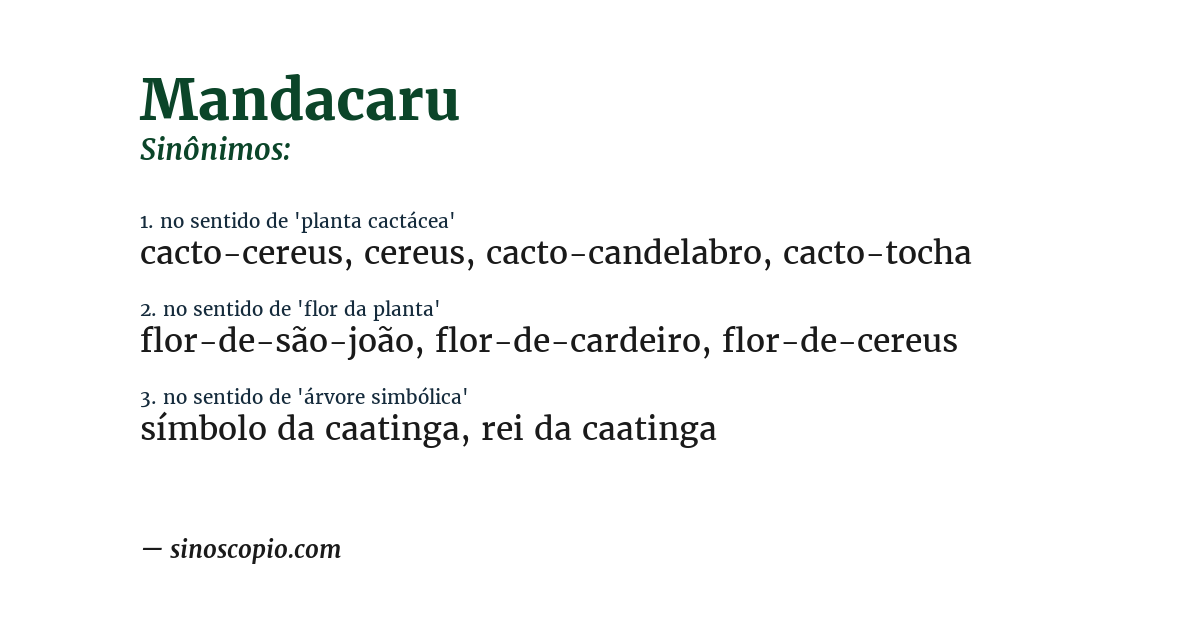 Sinônimo de mandacaru