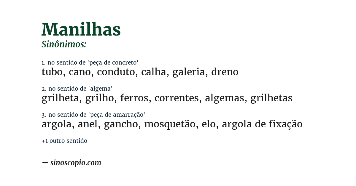 Sinônimo de manilhas