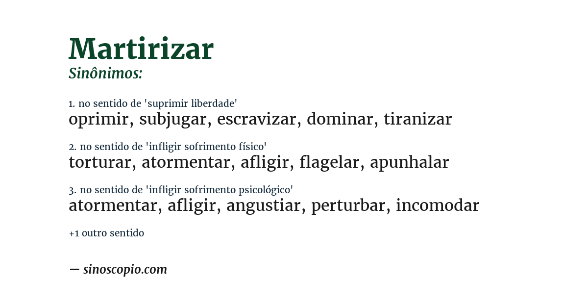 Sinônimo de martirizar