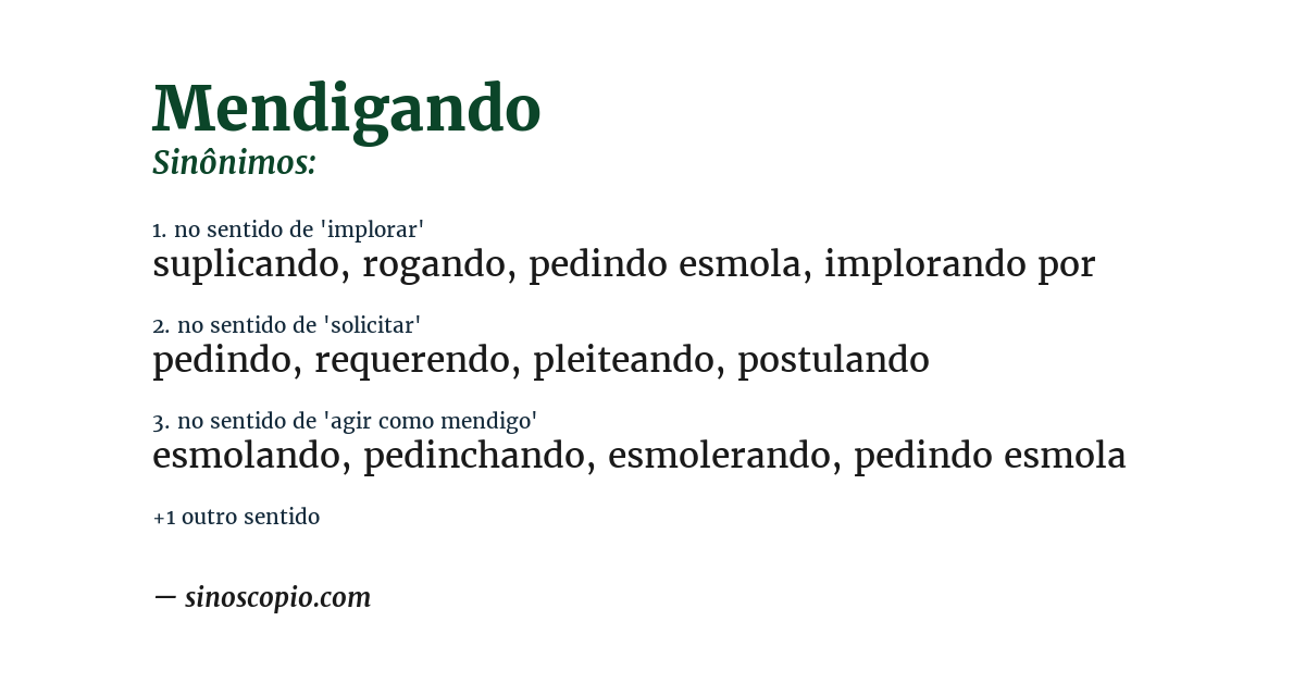 Sinônimo de mendigando
