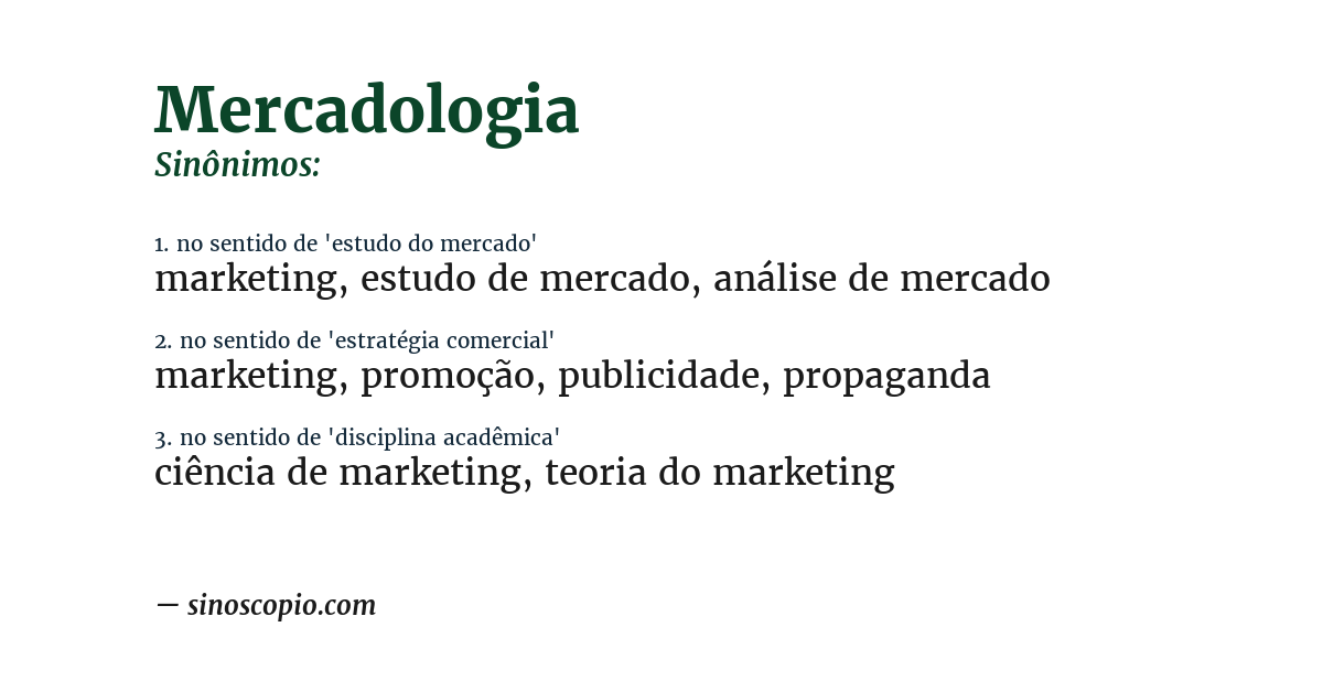 Sinônimo de mercadologia