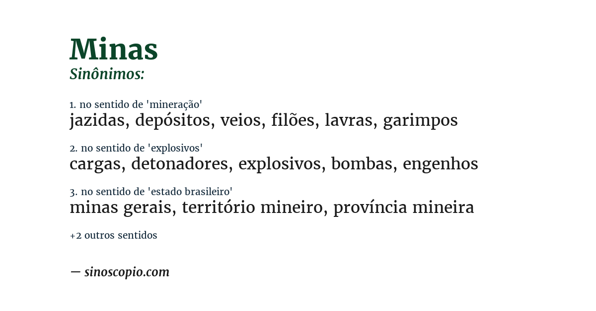Sinônimo de minas