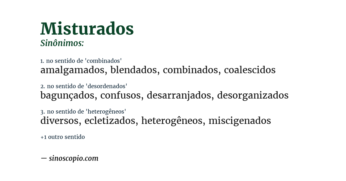 Sinônimo de misturados