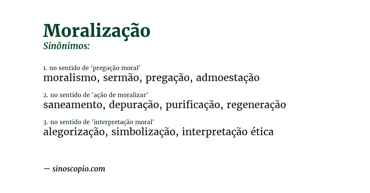 Sinônimo de moralização