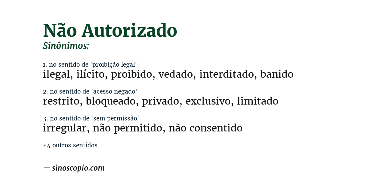 Sinônimo de não autorizado