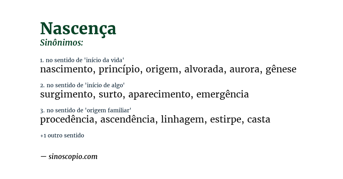 Sinônimo de nascença