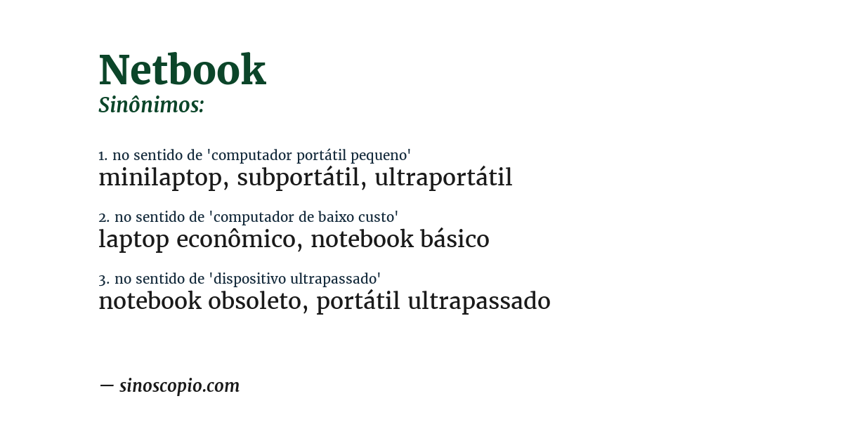 Sinônimo de netbook