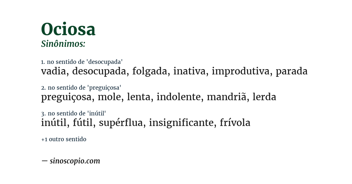 Sinônimo de ociosa