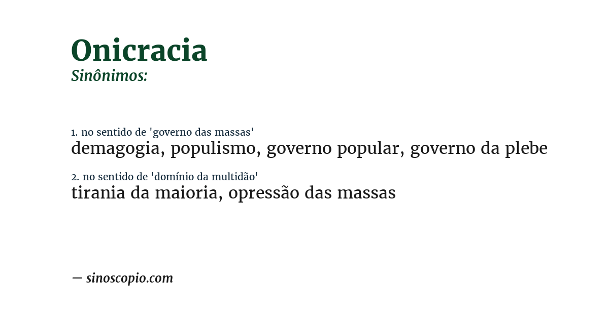 Sinônimo de onicracia
