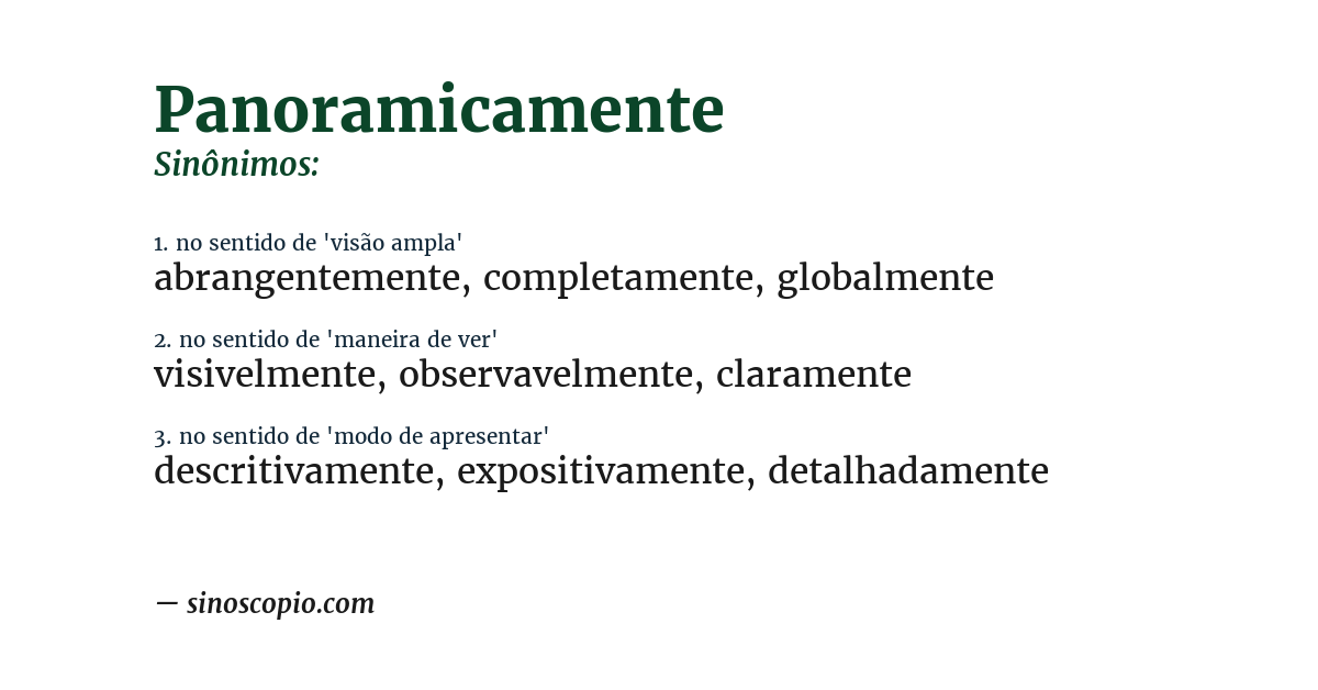 Sinônimo de panoramicamente