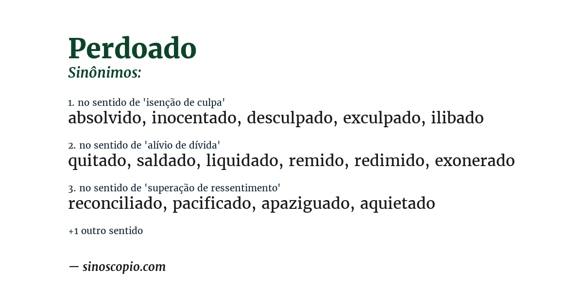 Sinônimo de perdoado