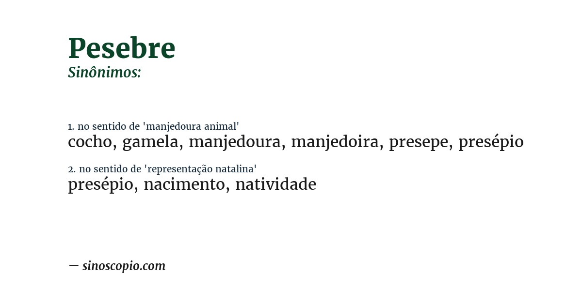Sinônimo de pesebre