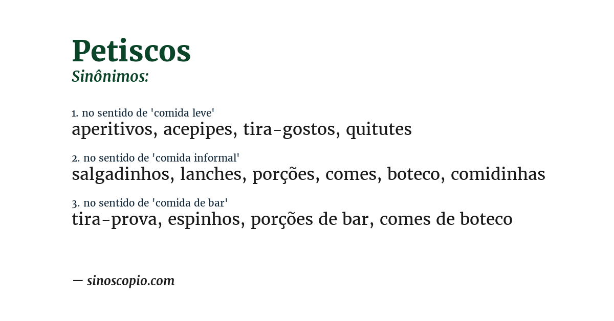Sinônimo de petiscos