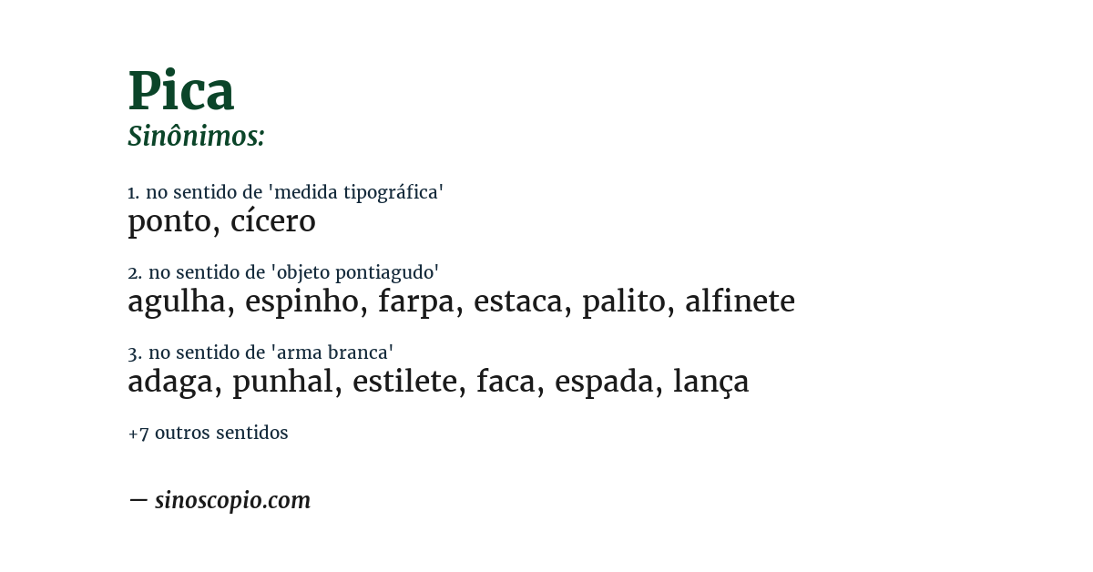 Sinônimo de pica