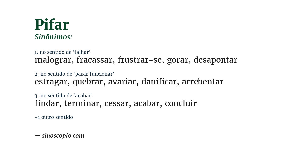 Sinônimo de pifar