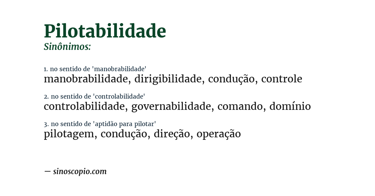 Sinônimo de pilotabilidade