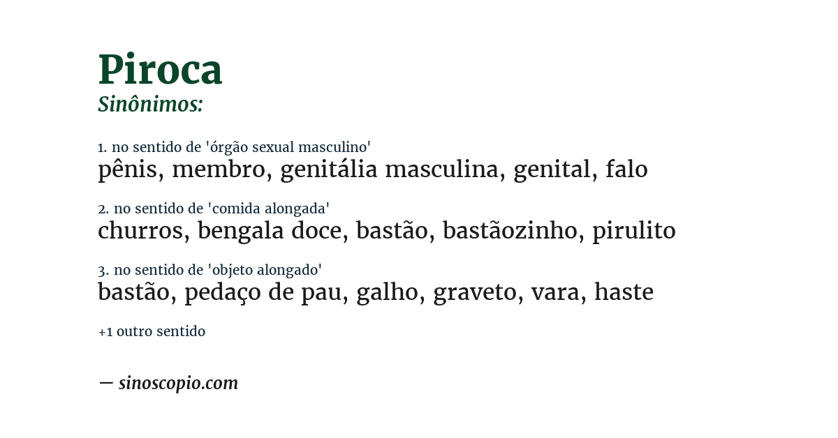 Sinônimo de piroca