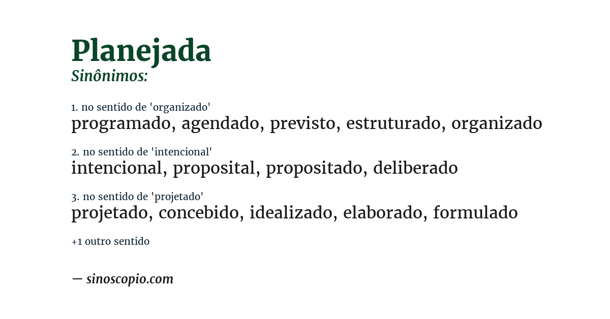 Sinônimo de planejada