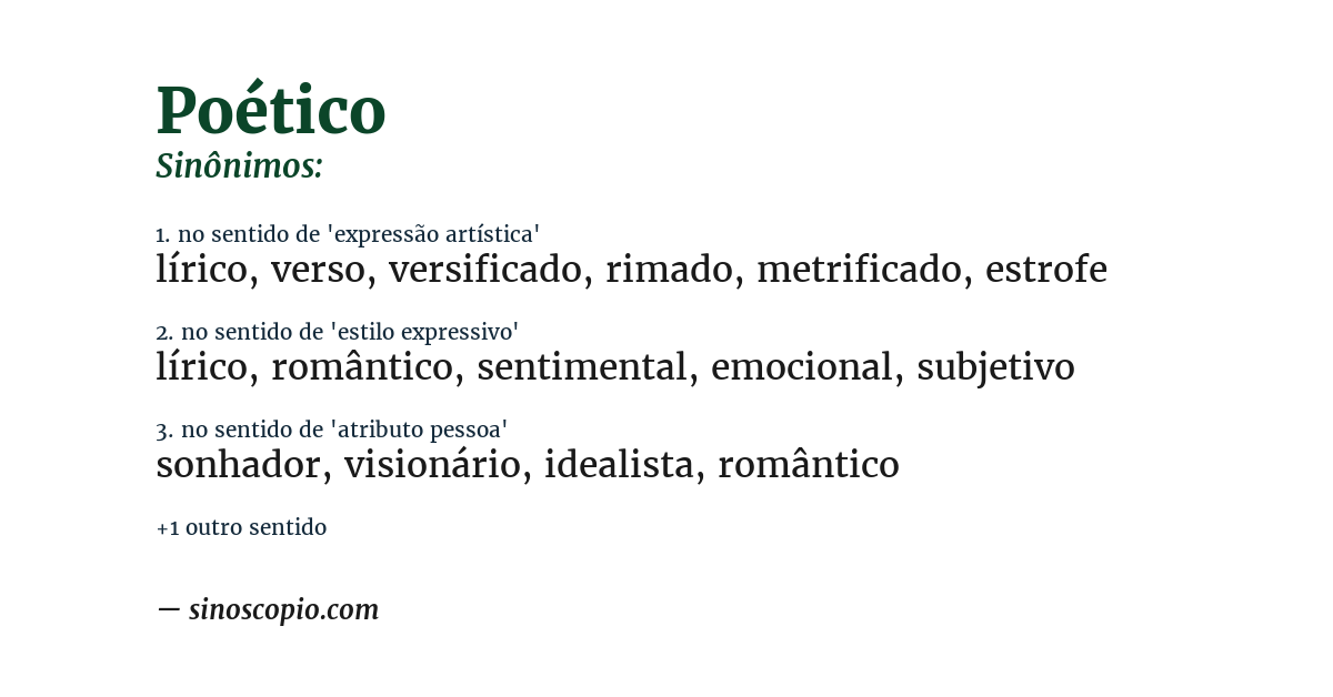 Sinônimo de poético