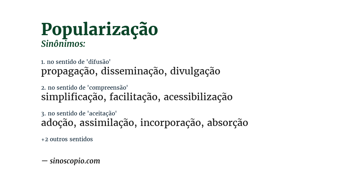 Sinônimo de popularização