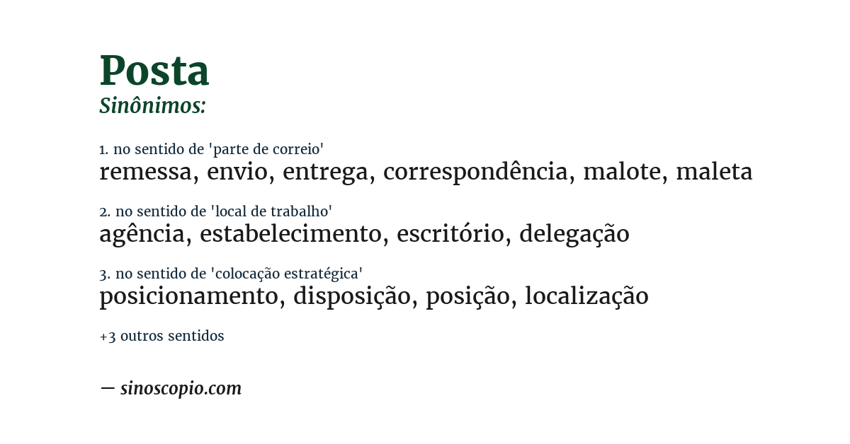 Sinônimo de posta