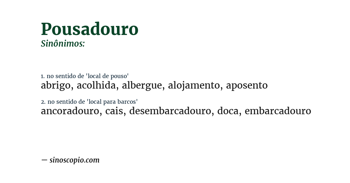 Sinônimo de pousadouro