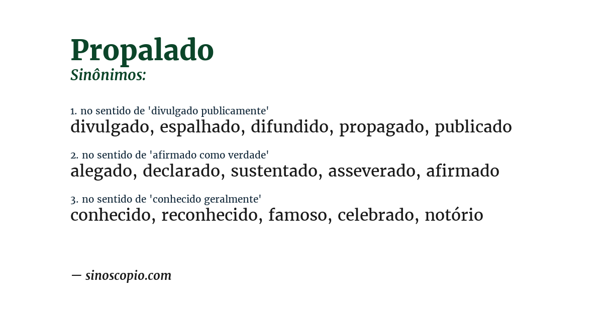 Sinônimo de propalado
