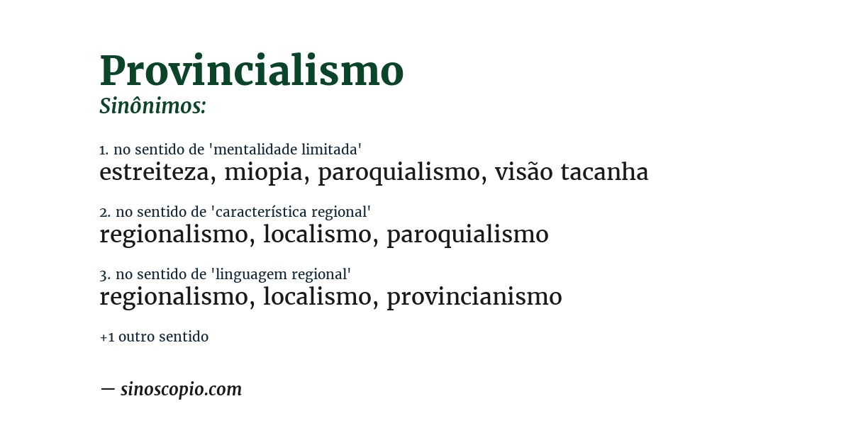 Sinônimo de provincialismo