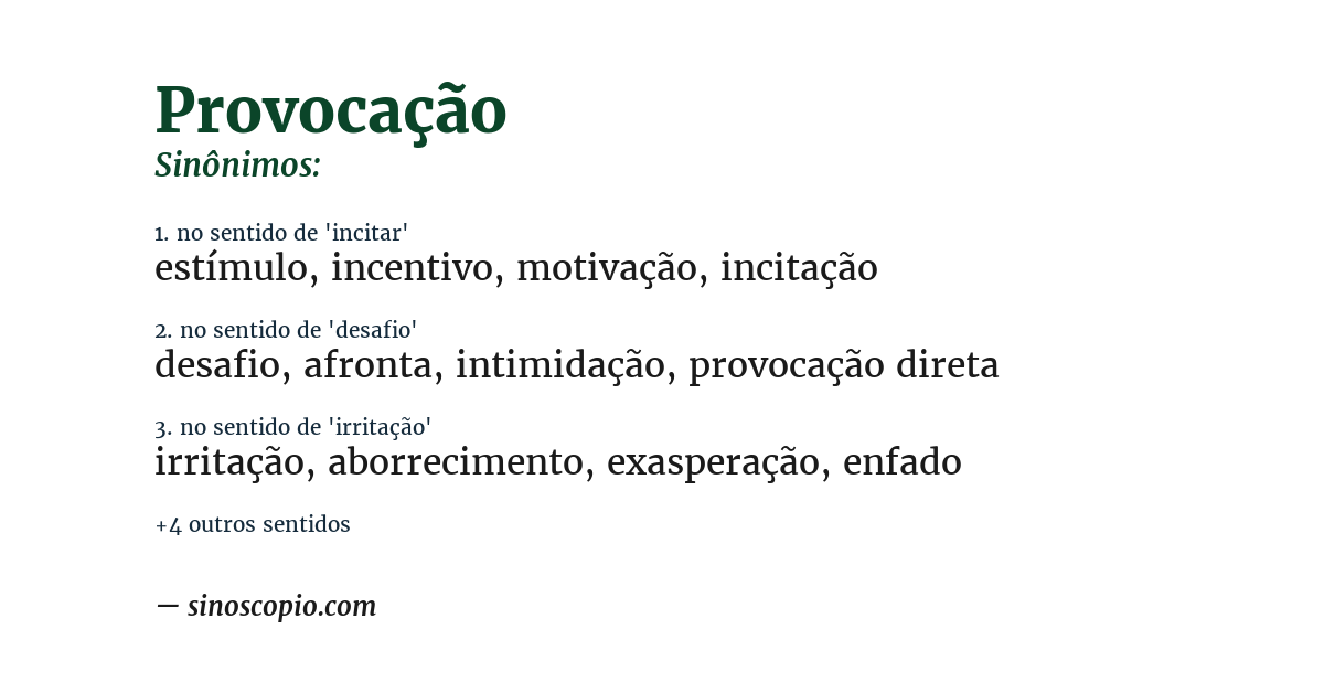 Sinônimo de provocação