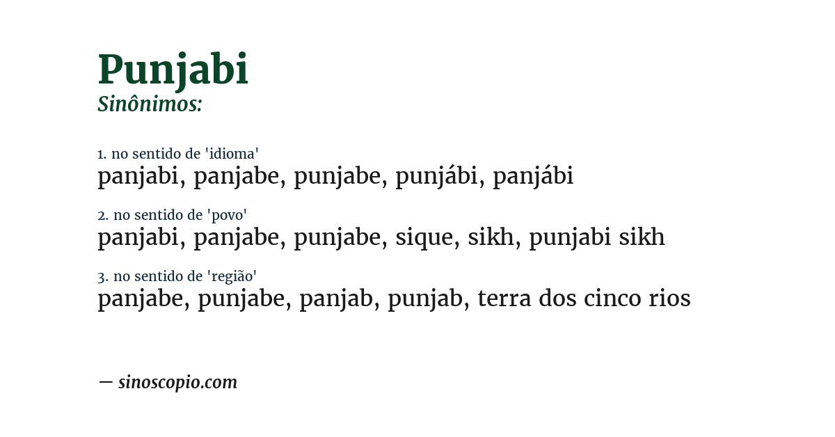 Sinônimo de punjabi