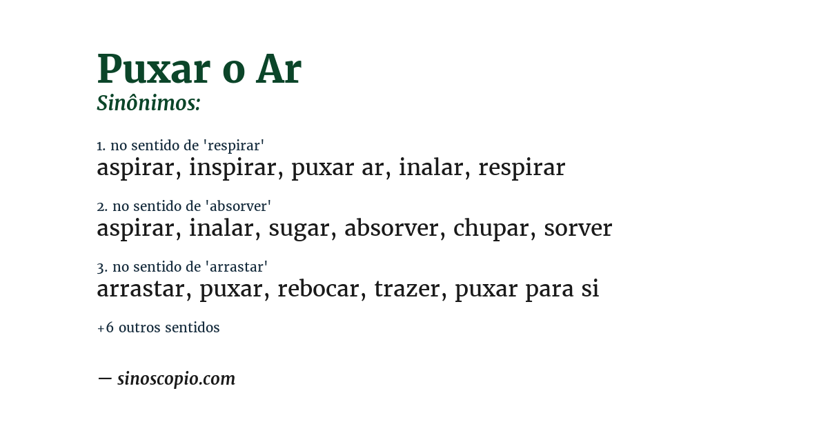 Sinônimo de puxar o ar
