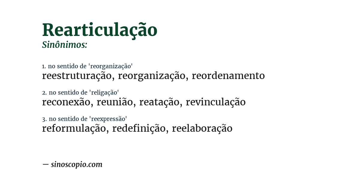 Sinônimo de rearticulação