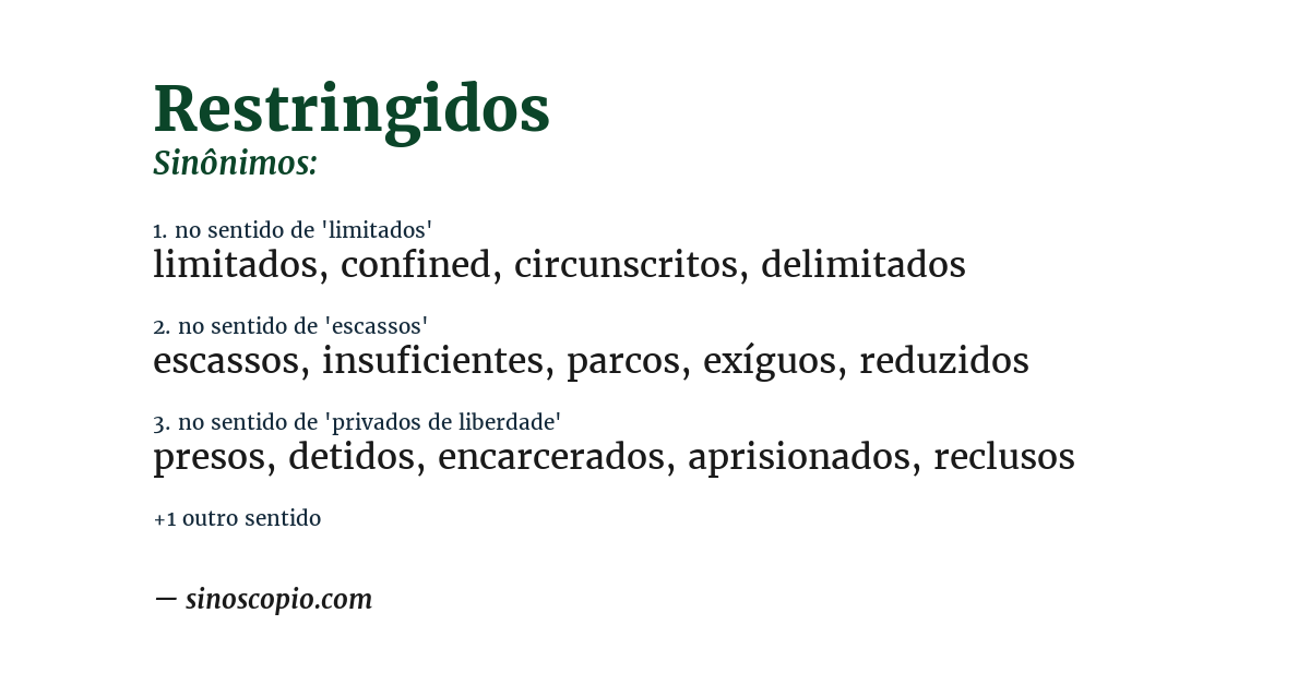 Sinônimo de restringidos