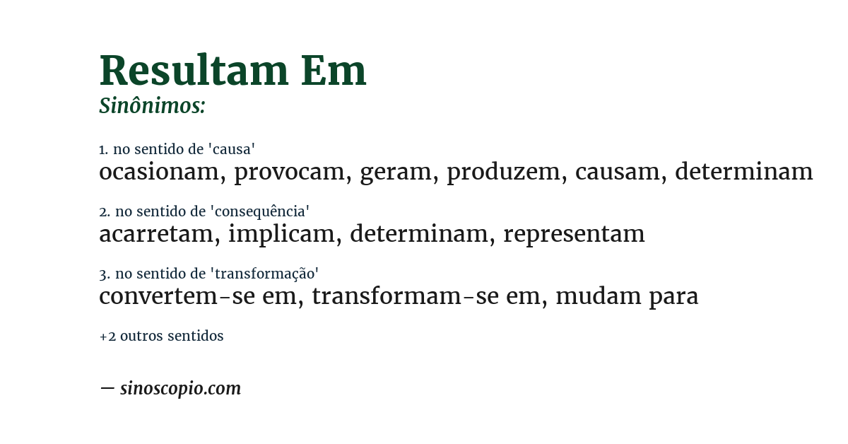Sinônimo de resultam em