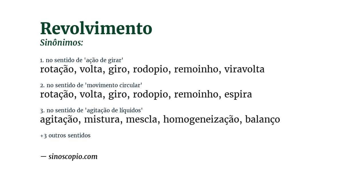 Sinônimo de revolvimento