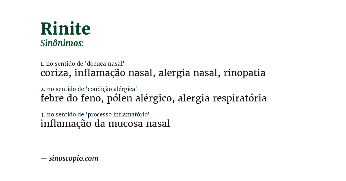 Sinônimo de rinite