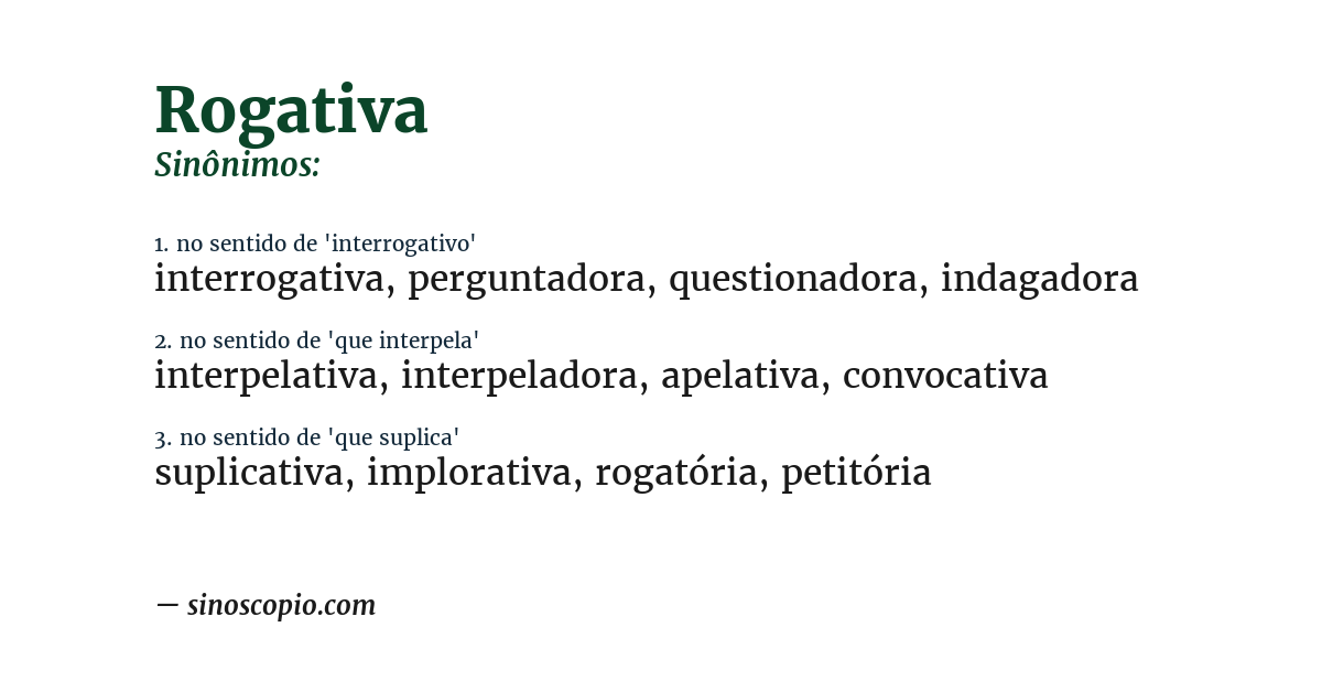 Sinônimo de rogativa