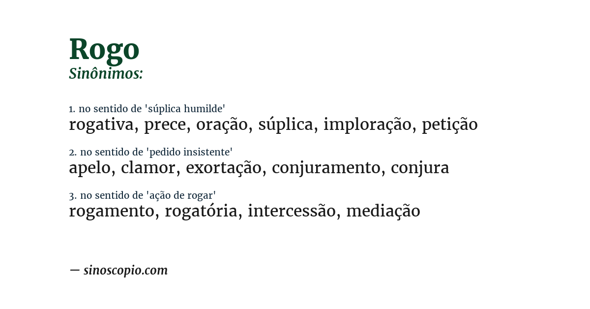 Sinônimo de rogo