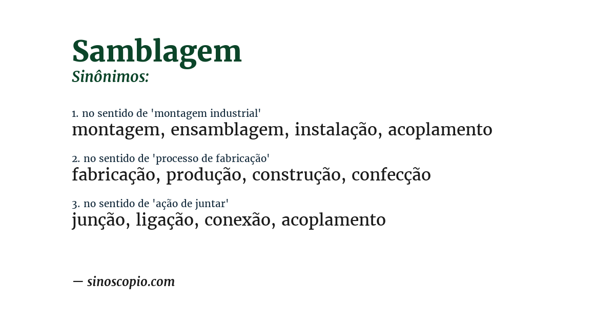 Sinônimo de samblagem