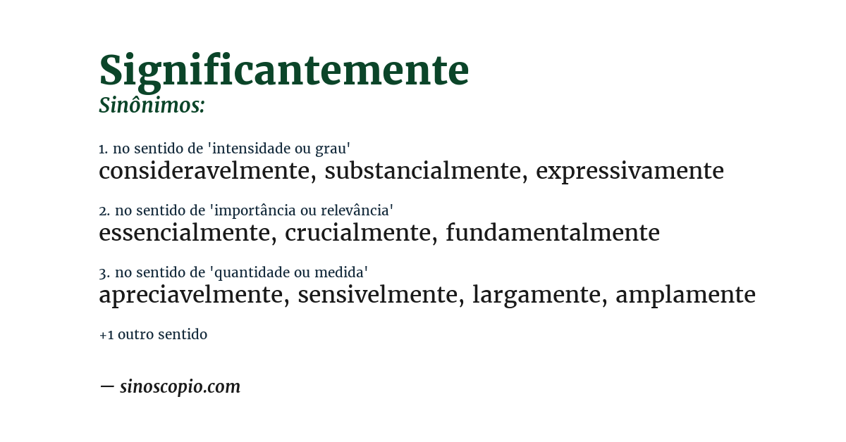 Sinônimo de significantemente