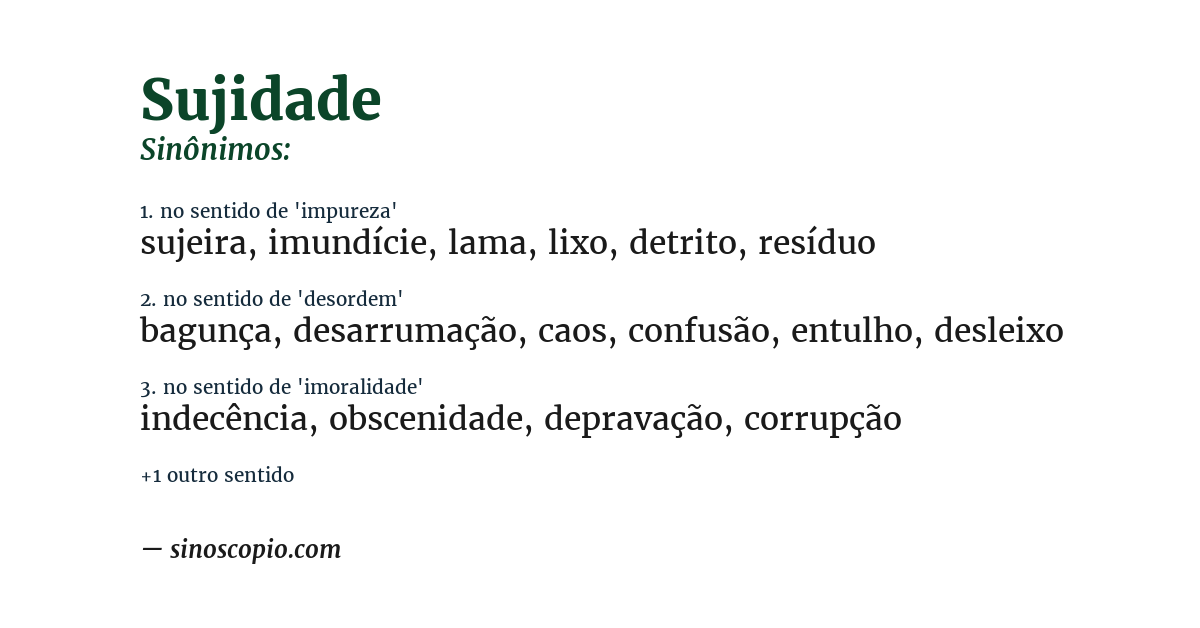 Sinônimo de sujidade