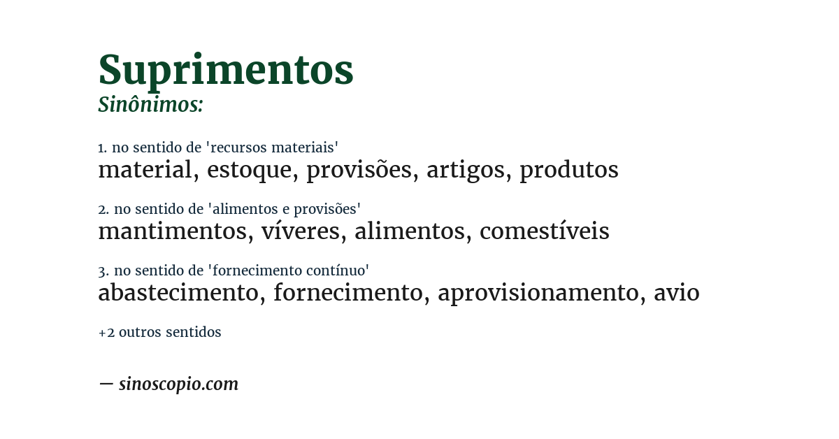 Sinônimo de suprimentos