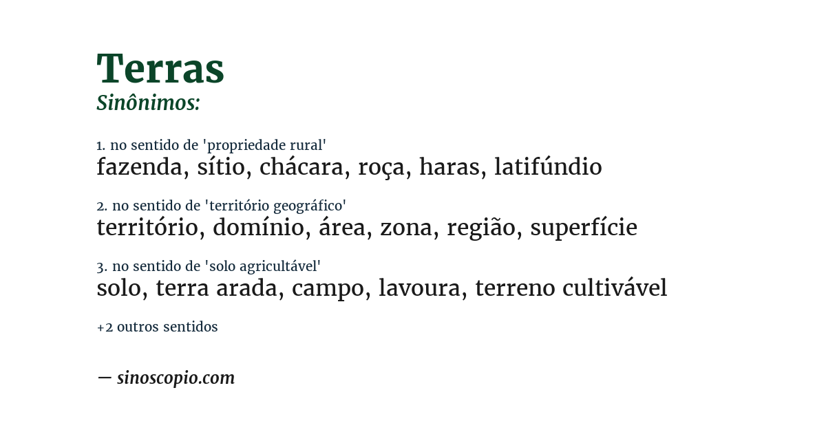 Sinônimo de terras