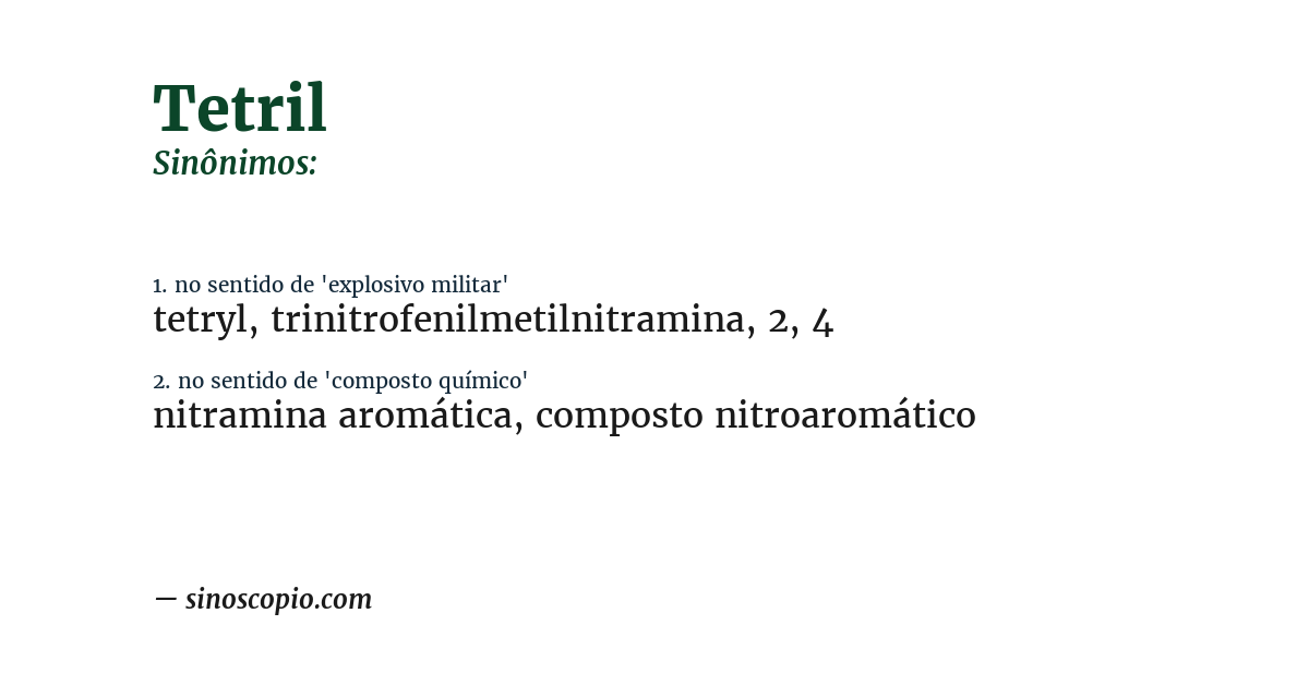 Sinônimo de tetril
