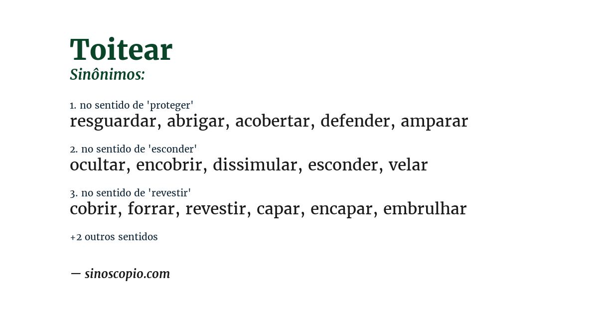 Sinônimo de toitear