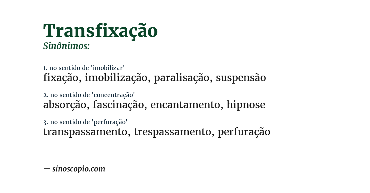 Sinônimo de transfixação