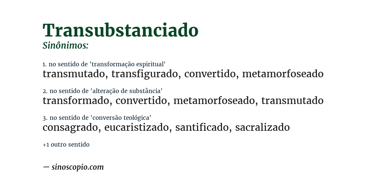 Sinônimo de transubstanciado