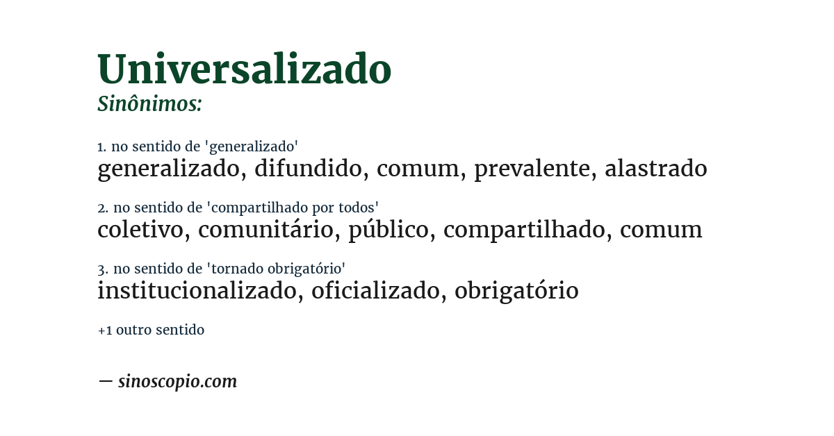 Sinônimo de universalizado